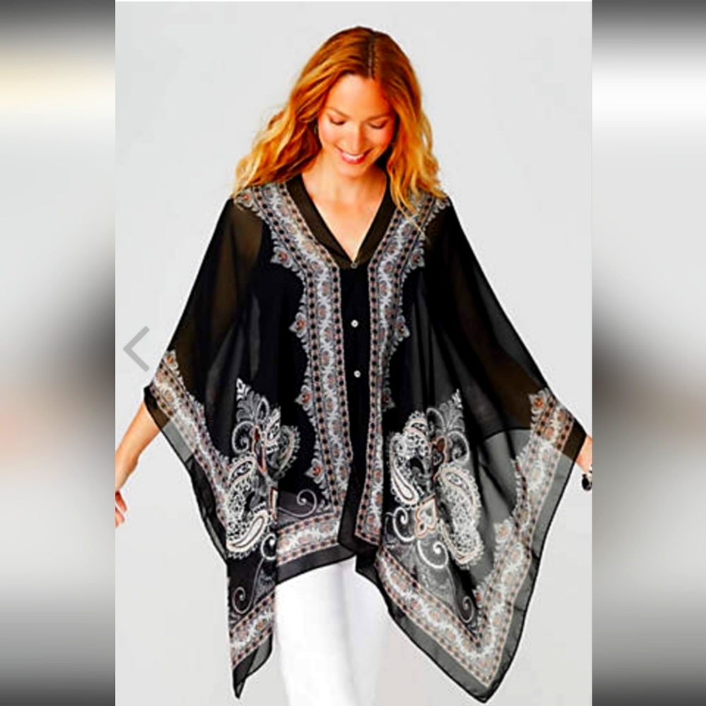 NWT J Jill Paisley two way scarf poncho.